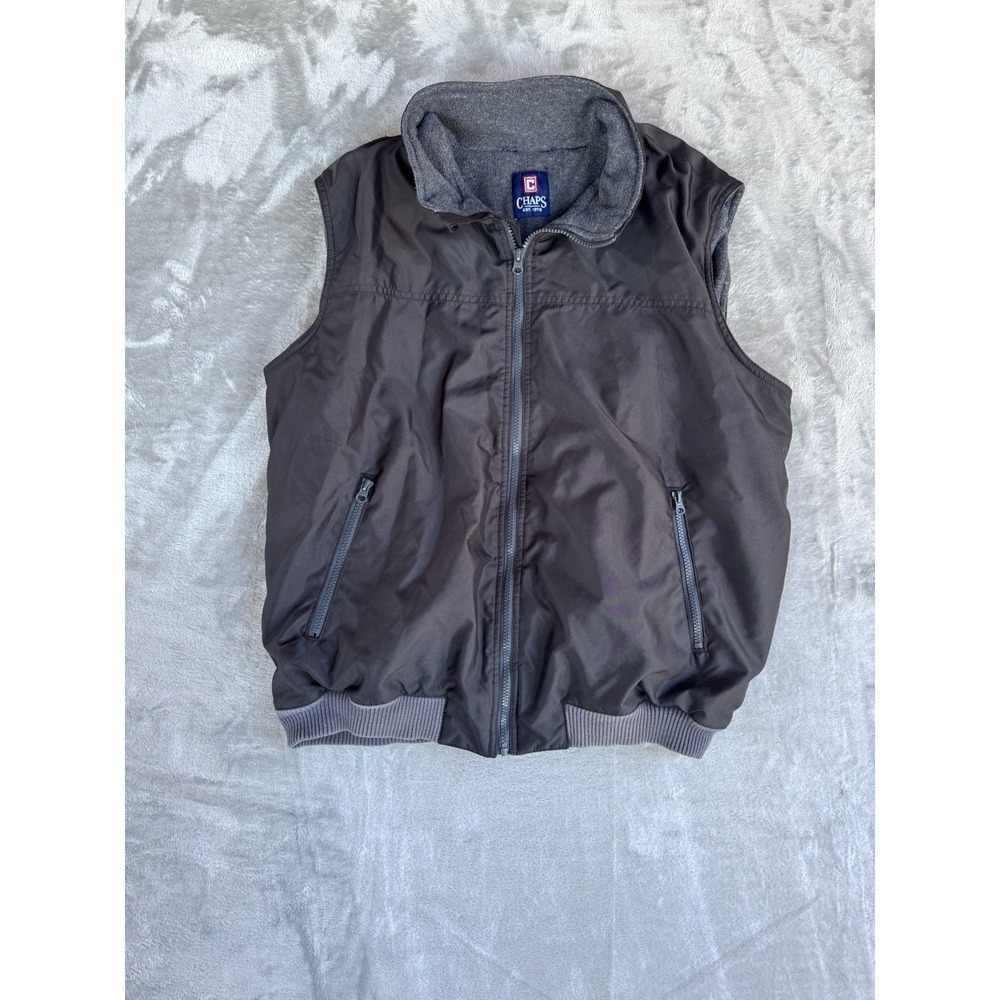 Chaps Mens Black Puffer Vest Full Zip Padded Quilted Size XL
